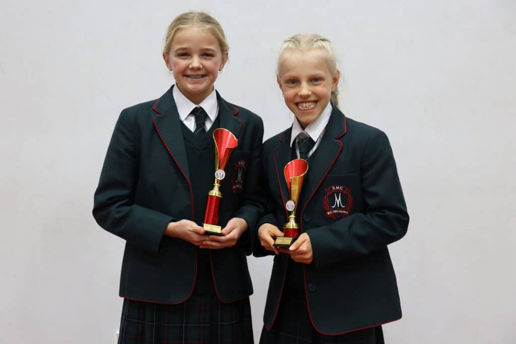 Year 5 Champion Girl, Gwenyth Young (left) and Runner-Up, Zara Self (right)