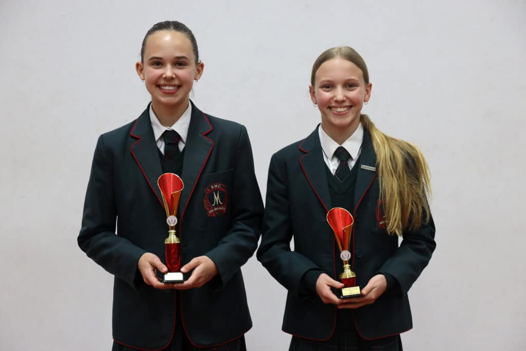 Year 7 Champion Girl, Willow Marshall (left), and Runner-Up, Lolani Hatch (right)
