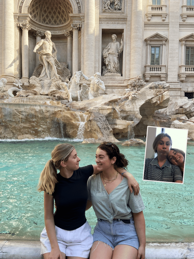 Lucinda and her best friend Emelia in Rome in 2023